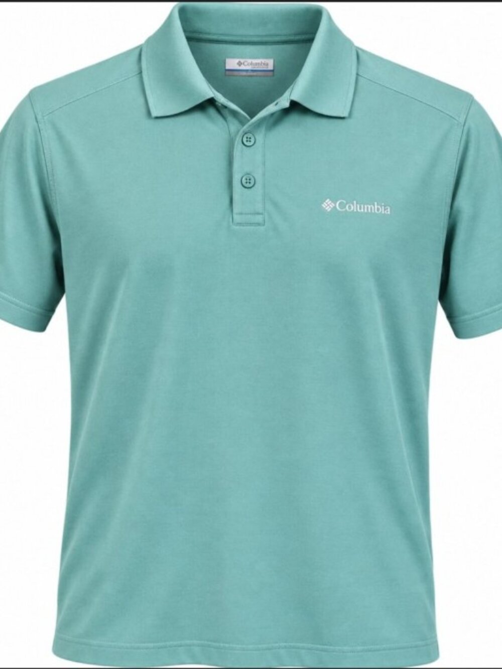 Columbia Omni-Wick Men's M Sea Green Solid Knit Polo Shirt Short Sleeve Logo